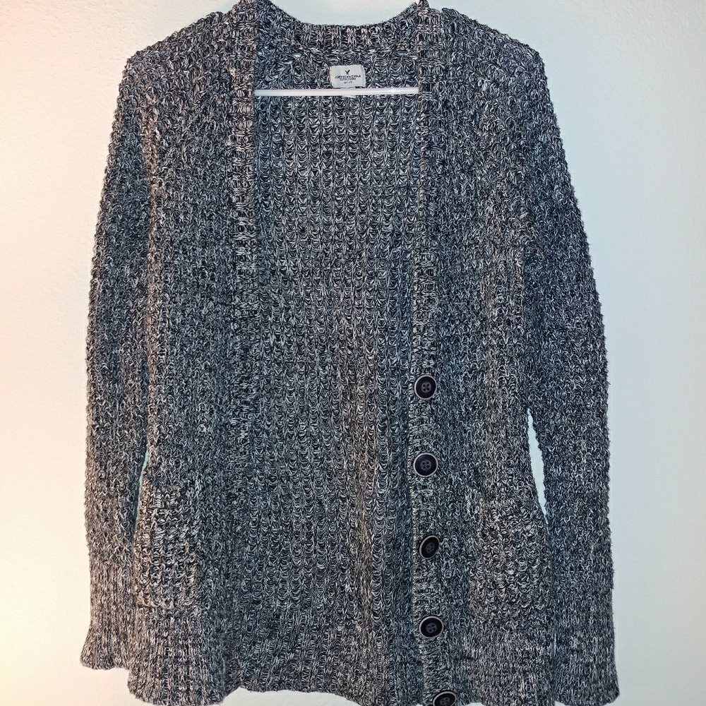 Black and White Knit Cardigan